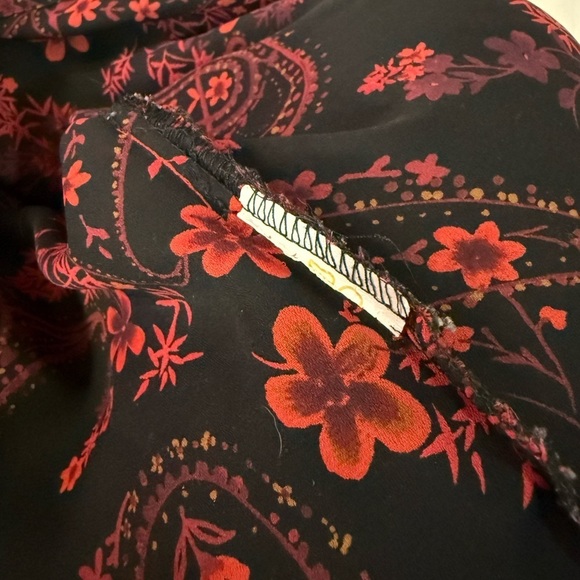 Pariscope women’s black red floral paisley long sleeves button up shirt fairy - Picture 8 of 11